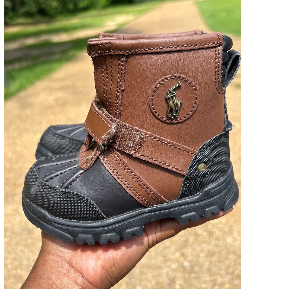 Polo Ralph Lauren Conquered Hi Tab Duck Boots‎ Brown Waterproof Toddler 7